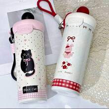 Stainless Steel Thermal Mug With Straw, Handle, And Vacuum Insulation. - màu đen - Xem 6