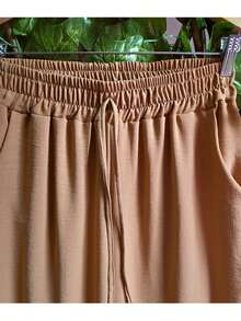 Duna Fabric Wide-Leg Pants - Chocolate - View 5