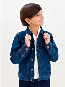 Pimbolim Jeans Boy's Jean Jacket, Children's, With Pockets, Super Stylish. - 藏蓝色 - 查看 13