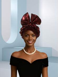 1 chiếc mũ nữ Nigeria Aso Oke thủ công thắt nơ, có khóa gel tự động, thích hợp cho đám cưới, tiệc tùng và các lễ hội khác, có thể điều chỉnh kích cỡ. - Nhiều màu - Xem 13