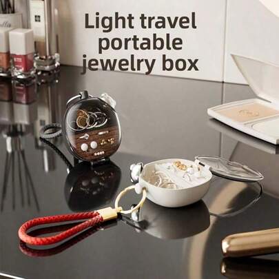1 Portable Jewelry Storage Box With Velvet Lining - Multi-Compartment Travel Jewelry Box With Lid And Strap - Compact Earring, Necklace, Ring Storage Box - Elegant Design For Travel, Home, Or Gifting, Modern Style, Soft Velvet Lining, Fashion Lover's Jewelry Box. Easily Holds Jewelry, Keeps Desktop Organized, And Worry-Free. Rotating Lid Provides Thoughtful Protection For Your Beloved Accessories.
