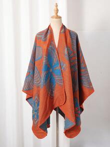 1件男士极简几何图案开衩披肩围巾 - 彩色 - 查看 7