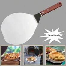 Non Stick Pastry Stainless Steel Kitchen Lifter Round Spatula Pizza Peel Paddle Hanging Hole Baking Tool Cake Shovel Chef - Silver - View 7