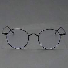 1副复古小框透明镜片眼镜，时尚圆形男女通用眼镜框，超轻金属眼镜 - 彩色 - 查看 3