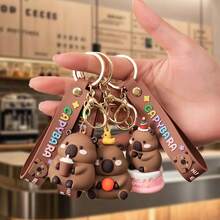 超萌休闲水豚钥匙扣，卡通背包挂件，情侣小礼物，收藏摆件，钥匙链，背包配件，完美礼物 - 生日礼物 - 男孩礼物 - 女孩礼物 - 圣诞礼物 - 彩色 - 查看 1