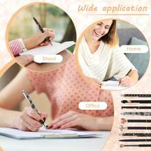 9pcs/Set Fashionable Black Shiny Crystal Ballpoint Pens With Black Ink Refills, Ideal For School, Home And Office, Great Gift For Educators, Suitable As Christmas Gift, Office Supplies, School Stationery - Black - View 4