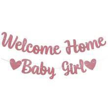 1 Bộ Banner Giấy Chào Mừng Về Nhà - Màu Hồng, Trang Trí Tiệc Sinh Nhật Bé Gái, Tiệc Tiết Lộ Giới Tính, Trang Trí Trong Nhà & Ngoài Trời, Màu Vàng Hồng Lấp Lánh - Nhiều màu - Xem 3