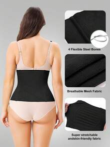 Damen Taillenmieder mit hoher Taille, atmungsaktiver Formungsgürtel, weiches und bequemes Material - Schwarz - Übersicht 3
