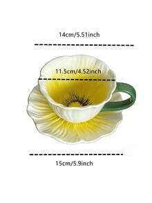 1 Set French Ceramic Cup, Baking Tray, High-Quality Water Cup, Tulip Tray Design, Coffee Cup & Saucer Set, Tea Cup & Plate - Flower Cup 4 Colors - View 11