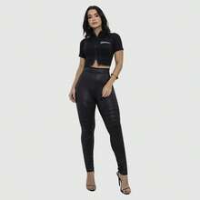 Kit 5 Calças Feminina Cirre Cintura Alta Colada Inverno Presente Elegante Social - Preto - Visão 4