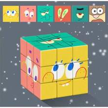SpongeBob SquarePants 1个海绵宝宝派大星卡通3x3x3魔方，创意高品质，6种不同表情，也可作装饰品 - 彩色 - 查看 9