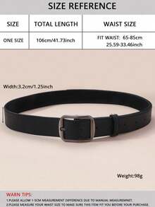 1pc Unisex Black Vintage Belt With Needle Buckle, Can Be Worn With Jeans Or As A Fashionable And Versatile Accessory Summer, School Fall, Autumn, Halloween - 黑色 - 查看 2