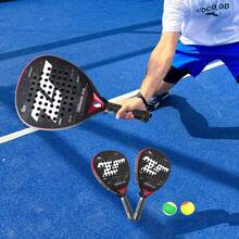 2pcs JOEYPLAY 24K Carbon Fiber Racket, High-Performance Diamond Head Padel Racket, Red Ultralight Full Carbon Fiber Beach Racket, High Grip 3D Textured Reflective Surface, EVA Foam Core With Superb Elasticity, Non-Slip Ergonomic Handle, High Shock Absorption Design, Effortless Power & Spin, Fashionable Sports Racket (Includes 2 Tennis Balls) - Red - View 12