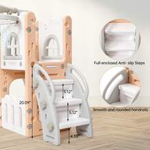 Centro De Actividades Multiusos 8 En 1 para Niños, Juego De Toboganes para Que Los Niños De 1 a 3 Años Jueguen y Trepen, Diseñado con para Uso En Interiores y Exteriores. - Gris Claro - Ver 4