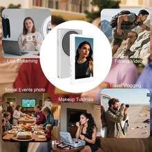 Selfie Monitor Screen With Touchscreen - Wireless 4K 60fps Magnetic Vlog Back Camera Monitor, Bluetooth Remote, Built-In Speaker For Vlog Live Stream , Compatible With IPhone & Android (White) - 1 - 查看 6