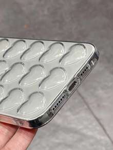 1pc New Fashionable High-End Niche Transparent 3D Heart Phone Case Suitable For IPhone 17 Pro Max/16/Pro Max/15/14/13/12/11 - Clear - View 3