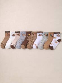 10双装水豚高弹力儿童短袜，中性色，男女童皆宜，日常休闲百搭，可搭配校服和运动鞋，四季皆宜 - 彩色 - 查看 5