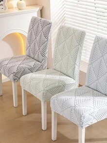 1/4/6件套树枝提花椅套，现代抓绒面料，质感自然，高弹易护理，适用于多种场合 - 淺藍色 - 查看 6