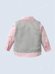 BOARNSEORL 3pcs Young Boys Gentleman Outfit - Long Sleeve Shirt With Bowknot, Gray Vest And Gray Pants, Fashionable, Suitable For Birthday Party, Wedding, Family Gathering, Valentine's Day - Grey - View 6