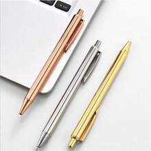 1-3pcs Gold/Silver/Rose Gold Metal Ballpoint Pens, Smooth Writing, 1mm Medium Tip, Suitable For Wedding, Business, Office, Students, Teachers, Men & Women, Can Be Used As Back To School Gift - Multicolor - View 1