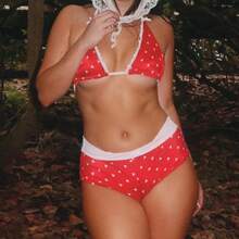 Women's 2 Piece Bikini Set Fashion Halter Neck Swimsuit With Shorts Summer Two Piece Bathing Suit - 紅色 - 查看 3
