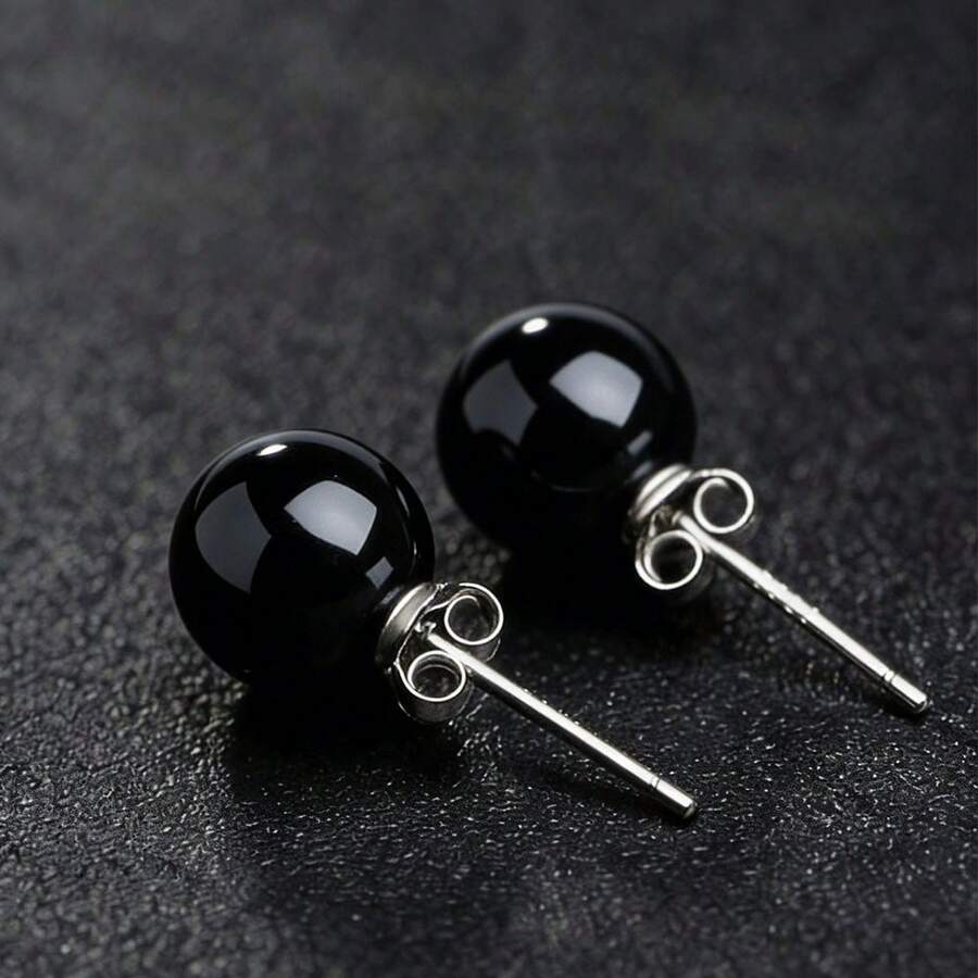 1 Pair 925 Sterling Silver Natural Agate & Carnelian Round Earrings, Designer Fashion Elegant Sexy Jewelry Gift For Young Women, Luxury Couple Vacation Present