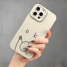 Funda de teléfono de moda Tongyan Simple Line Person OK, adecuada para iPhone 11, 12, 13, 14, 15 Pro Max, 12 Pro Max, 13 Pro Max, 14 Pro Max, XR, 15, 15 Pro, 15 Pro Max, 16, 16 Pro, 16 Pro Max, 17, 17 Pro, 17 Air, 17 Pro Max, diseño para chicas y mujeres, TPU suave, a prueba de golpes, más protector y femenino. - 1 pieza - Ver 1