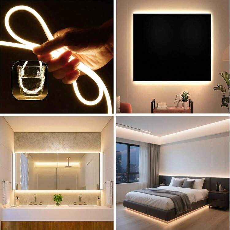 16.4ft Warm Color Waterproof Neon Light Strip, 5V USB LED Light Strip With Touch Controller, Cuttable Flexible Silicone Neon Rope Light For Bedroom, Party, Home Decor - Warm White Light 4500K - View 4