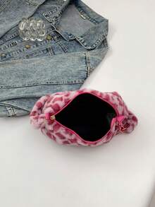 Leopard Print Fuzzy Shoulder Bag (Print Placement Random) - Pink - View 4