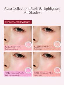 JOOCYEE AURA GLAZED 腮红高光，珠光光泽高光提亮肤色，缎光妆效，彩虹色系 - S243 Ripple Pink - 查看 9