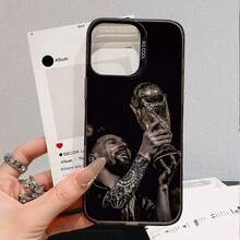 New  Phone Case With A Design Of A Football Player Holding A Trophy, Featuring A Matte Surface And Shockproof Function. Suitable For Various  Models, Including 11 To 17 And Their Pro Versions. - Silver - View 6
