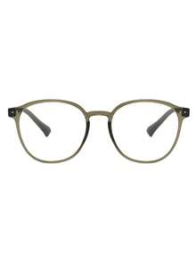 1 Pair Women's TR90 Oval Rivet Fashion Lightweight High-Quality Non-Prescription Glasses - Olive Green - View 5
