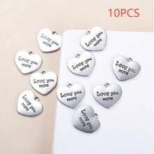 20pcs/50pcs/100pcs Silver Plated Love Charm Heart Shaped Letter Pendant Labels "Made With Love" For DIY Jewelry Making - Silver - View 11
