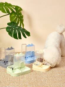 PETSIN 二合一猫喂食器和饮水器套装，干湿分离，耐用塑料，无需电池，易于清洁的宠物食品和饮水站，适用于多只宠物补水和健康喂养