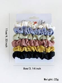 6pcs Satin Scrunchies Set, Elegant Muted Color Tones, Solid Color Non-Damaging Hair Ties, Versatile All-Match Hair Accessories - Multicolor - View 4