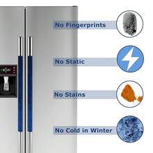 3PCS Refrigerator Door Handle Covers Kitchen Decor Keep Appliance Clean Anti-Static Stains For Fridge Dishwashers Velvet (Blue),Blue - 藍色的 - 查看 4