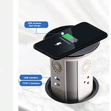 toma de corrienteSalida Emergente Automática WiFi Control Táctil Tira de Alimentación Empotrada Retráctil Inteligente con 3 Tomas 2 Puertos USB Cargador Inalámbrico Enchufe de EE. UU. 110 a 250 V - como en la foto - Ver 2