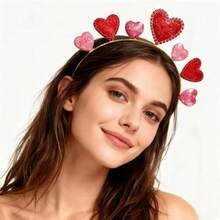 Diadema con forma de corazón, diadema con adornos de strass y lentejuelas en forma de corazón - Multicolor - Ver 11