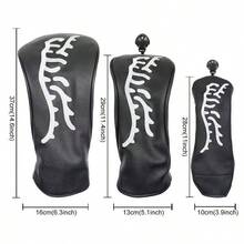 Tiger Embroidery Series Golf Club Head Cover, Wooden Shaft Cover, Hybrid Club Cover, Elastic Closure, Black DWWH