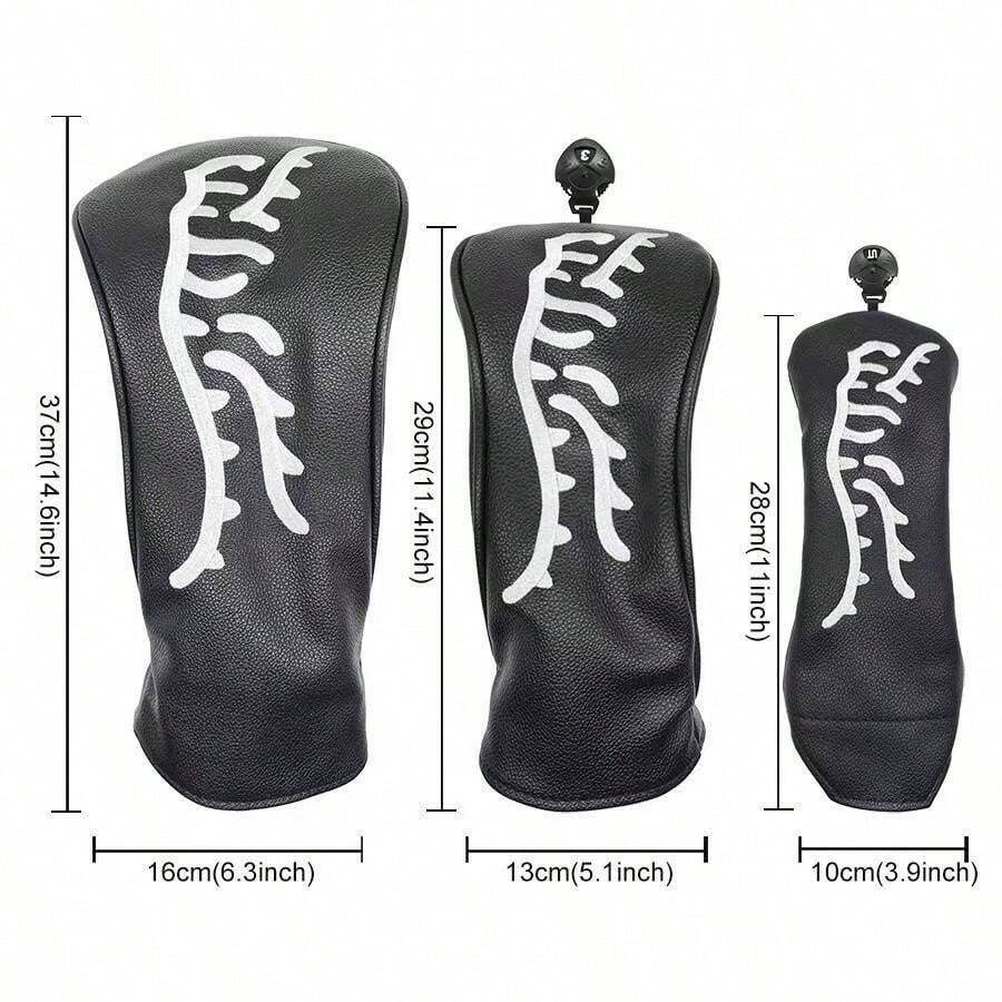 Tiger Embroidery Series Golf Club Head Cover, Wooden Shaft Cover, Hybrid Club Cover, Elastic Closure, Black DWWH