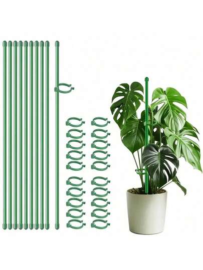 5/10/20支装植物支撑杆，绿色植物支撑棒，适用于室内外植物，可用于盆栽番茄、牡丹、百合、玫瑰等开花蔬菜，也适用于户外花园、盆栽植物、花盆、节日装饰（注意：款式随机，不影响使用效果）