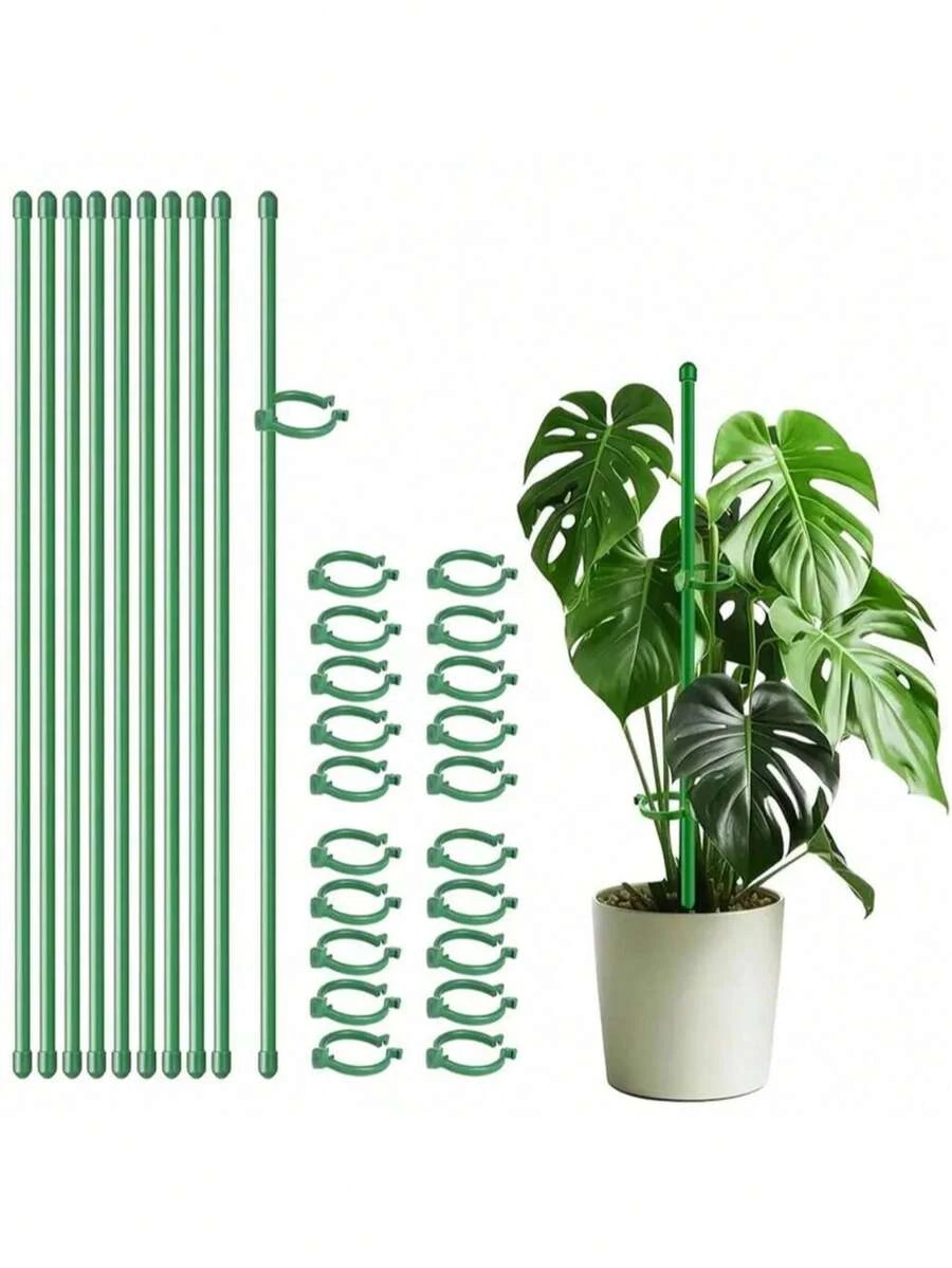Bộ 5/10/20 que đỡ cây, que đỡ cây màu xanh lá cây, thích hợp cho cây trồng trong nhà và ngoài trời, dùng cho cà chua trồng trong chậu, mẫu đơn, ly, hoa hồng và các loại hoa và rau khác. Thích hợp cho vườn ngoài trời, cây trồng trong chậu, bình hoa, trang trí ngày lễ. (Lưu ý: Kiểu dáng ngẫu nhiên và không ảnh hưởng đến hiệu quả sử dụng) - màu xanh lá - Xem 1