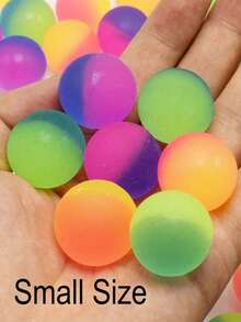 1 Pack Of 100/50/30/20/10 Colorful Rainbow Bouncy Balls - Perfect Party Favors And Birthday Gifts! Assorted Patterns, Small Size, Party Favors, Birthday Party Gifts, Bouncy Balls, Bouncy Ball Toys, Sewing Party Decor, Mini Balls, Party Supplies - Multicolor - View 2