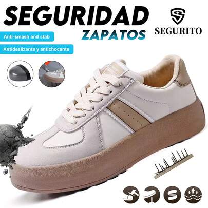 Tenis industriales para mujer,zapato industrial dama,botas de casquillo industrial,zapatos de trabajo, zapatillas de trabajo ligeras,diseño con puntera de acero y suela resistente a perforaciones, antideslizante y resistente al desgaste, adecuado para obras de construcción, actividades al aire libre, logística y transporte, entre otros escenarios.  Diseño elegante tanto para el uso diario como para el trabajo.