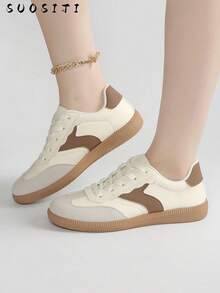 2026 Sapatos Esportivos Casuais de Outono Femininos, Sola Macia Antiderrapante, Retalhos, Adequados para Primavera e Outono - Caqui - Visão 7