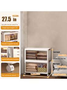 Asnews 70cm4/5layers Oversized Locker With Wheeled Doors - Waterproof Collapsible Locker For Bedroom Storage Of Clutter, Documents, Toys, Snacks And Plastic Drawers For Storage, Multi-Layer Locker - trắng - Xem 2