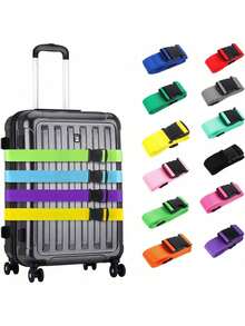 1pc Personalized Multi-Color Luggage Handle Wrap, Customizable Embroidered Name, Reusable Portable Accessory, Soolor Luggage Cover, Luggage Protector, Essential Travel Accessory