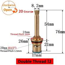 Faucet Ceramic Cartridge, G1/2 Inch Brass Tap Ceramic Disc Cartridges Hot Cold Type F2 - H49mm - Type I2- H76mm - View 2