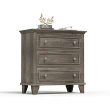 3 cajones, cajones de almacenamiento de madera con manijas metálicas exquisitas, pequeño gabinete de almacenamiento, moderno diseño para dormitorio, sala de estar, pasillo, entrada - Gris - Ver 8