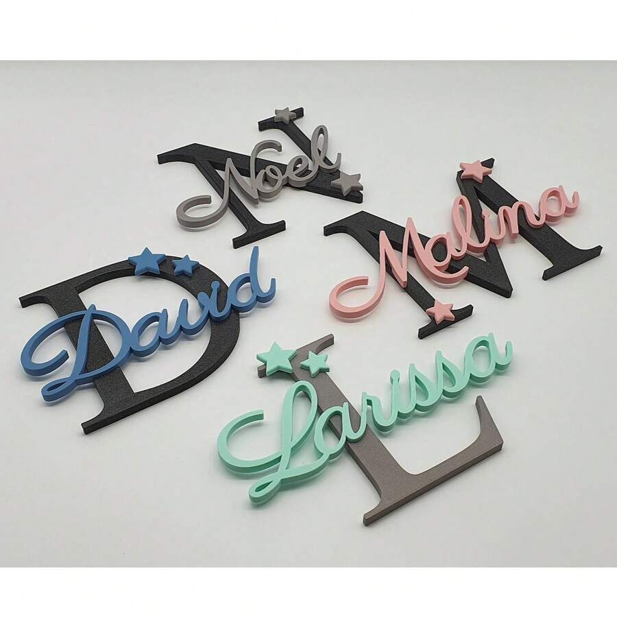 1 pieza Placa personalizada, Placa con nombre de letra personalizada, Placa con nombre para habitación de niños/Placa para evento/Oficina/Señal de dirección para sala de actividades, Impresa en 3D en múltiples tipos de letra, Adecuada para decoración del hogar/Navidad/Año Nuevo/Día de San Valentín, Guía interior y exterior - Multicolor - Ver 1